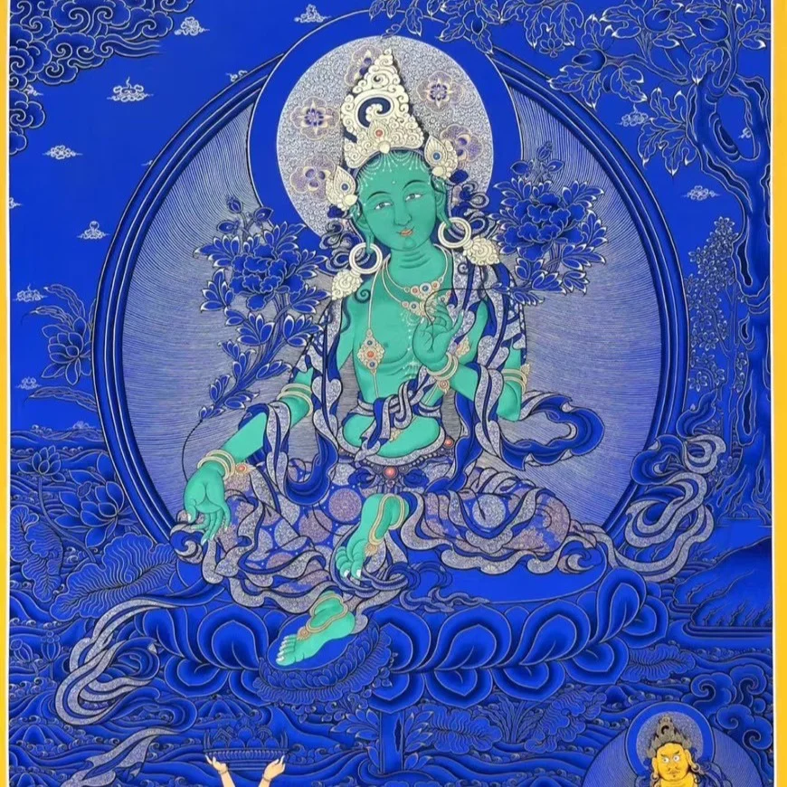 綠度母是藏傳佛教中觀音菩薩慈悲淚水的化身，其寓意與象徵主要體現在三個方面：作為生命與希望的載體