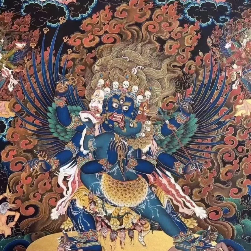 空性與智慧結合，威懾降魔的護法象徵普巴金剛是藏傳佛教無上瑜伽部重要本尊，以三頭六臂四足的忿怒相展現威