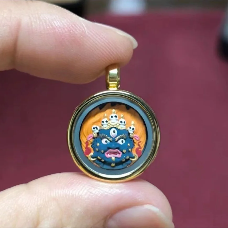 純手繪立體唐卡擦擦，精緻的外殼藏式項墜黃財神，扎基拉姆，綠度母等各種佛像保護神