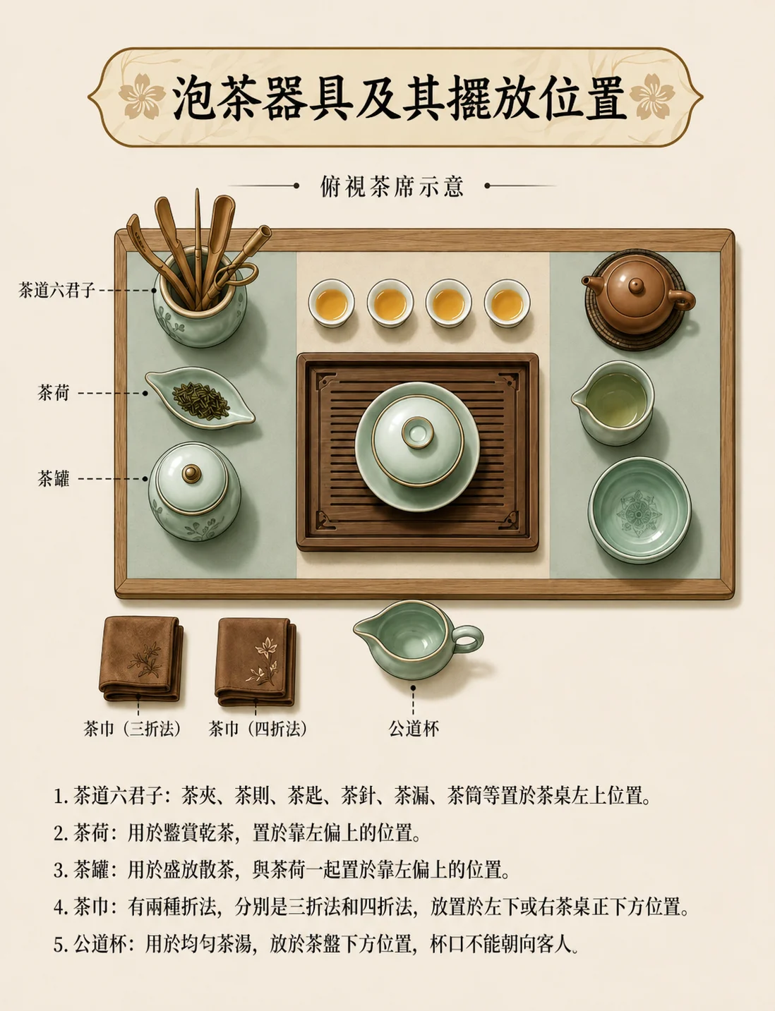 泡茶器具及擺放位置